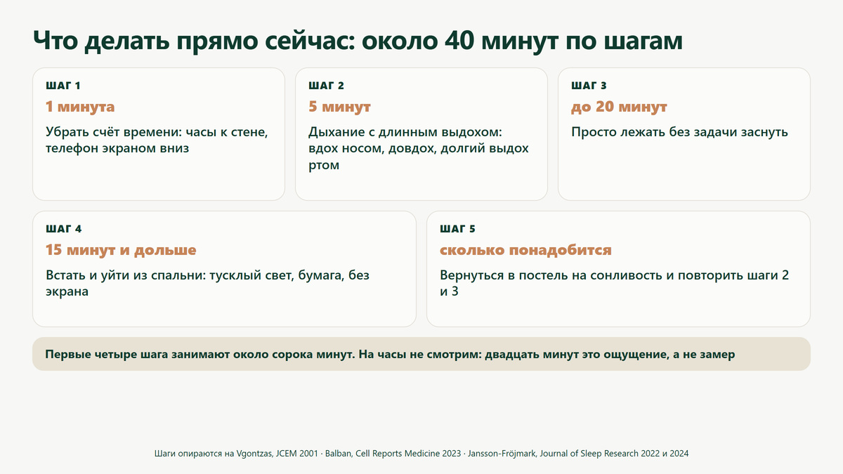 лента ночного плана с временем шагов: 1 минута, 5 минут, до 20 минут, 15 минут и дольше, возвращение в постель